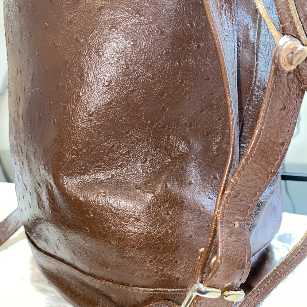Brown Leather Backpack With Drawstring Closure An… - image 4